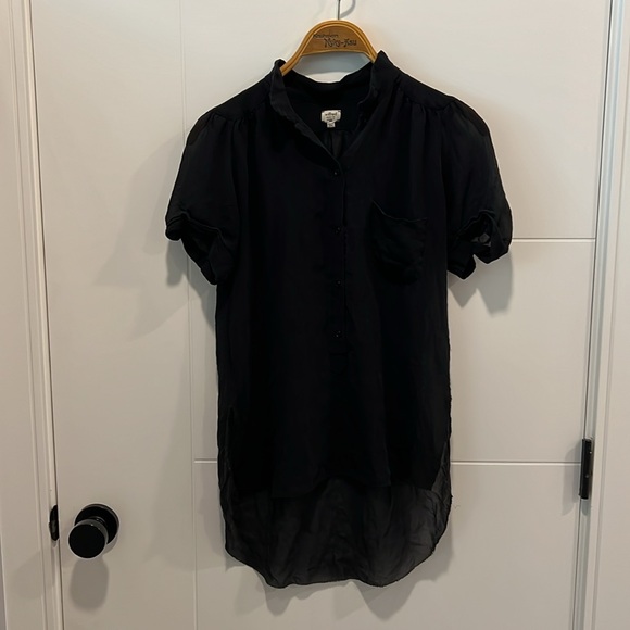 🇺🇸 Aritzia Wilfred black 100% silk short sleeve blouse size XXS - Picture 2 of 9